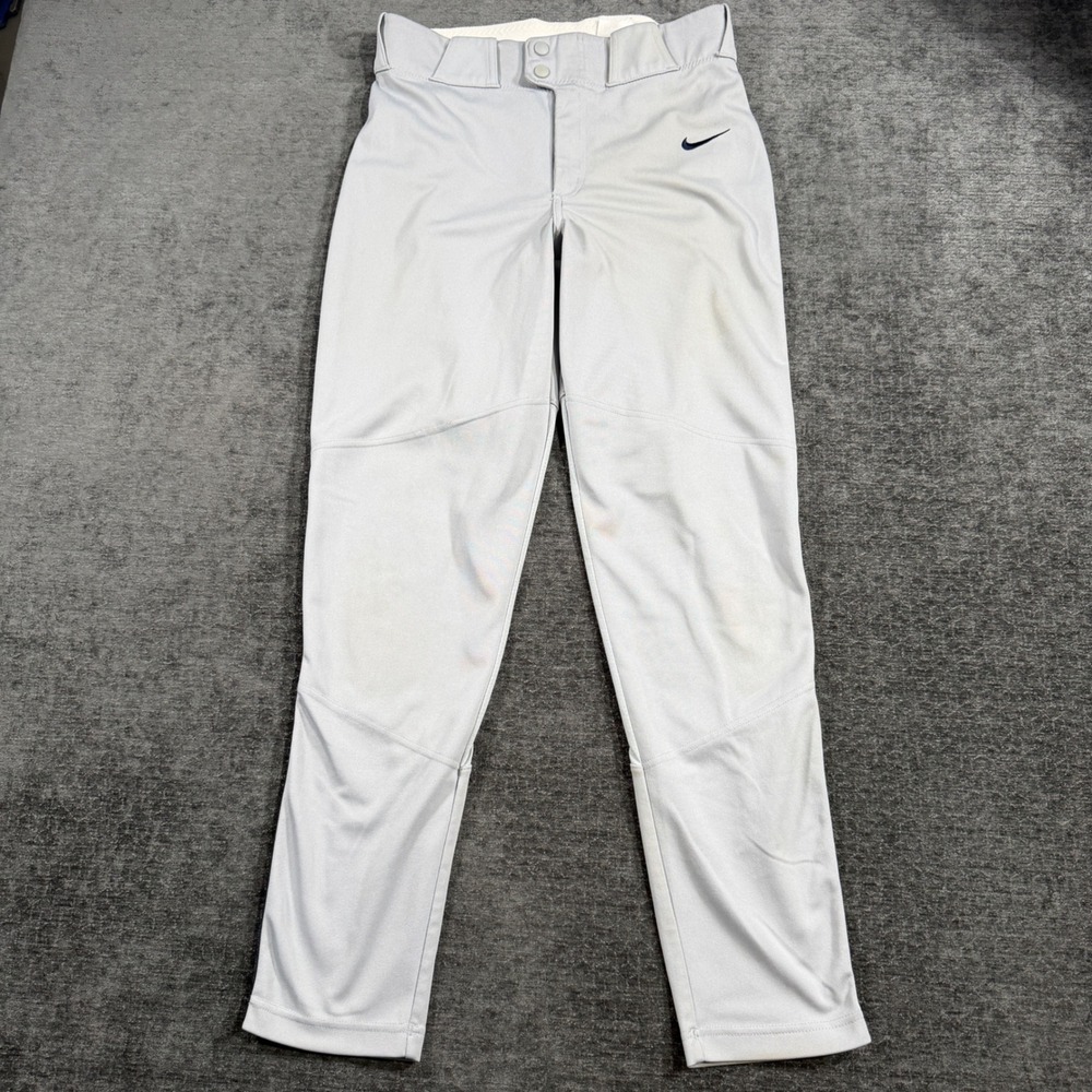 Nike Team Engineered Baseball Pants Gray Navy Blue Piping Mens Size Small